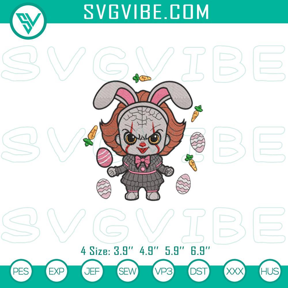 bunny pennywise easter embroidery designs mockup