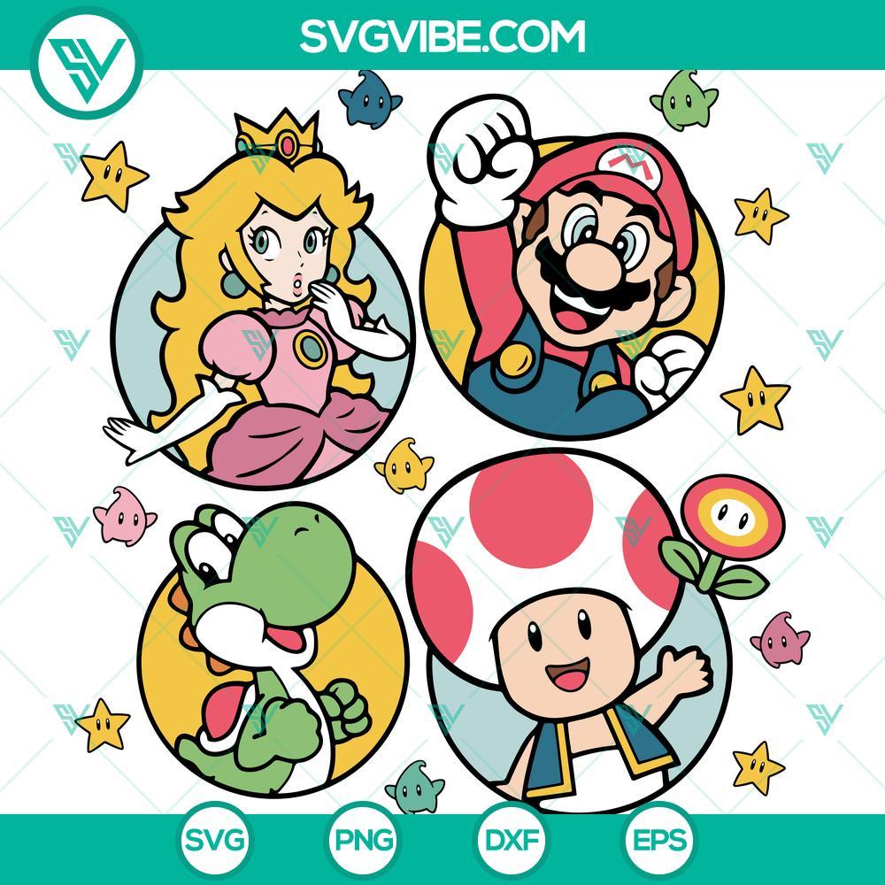 super mario friends svg princess peach svg toad svg yoshi svg mockup