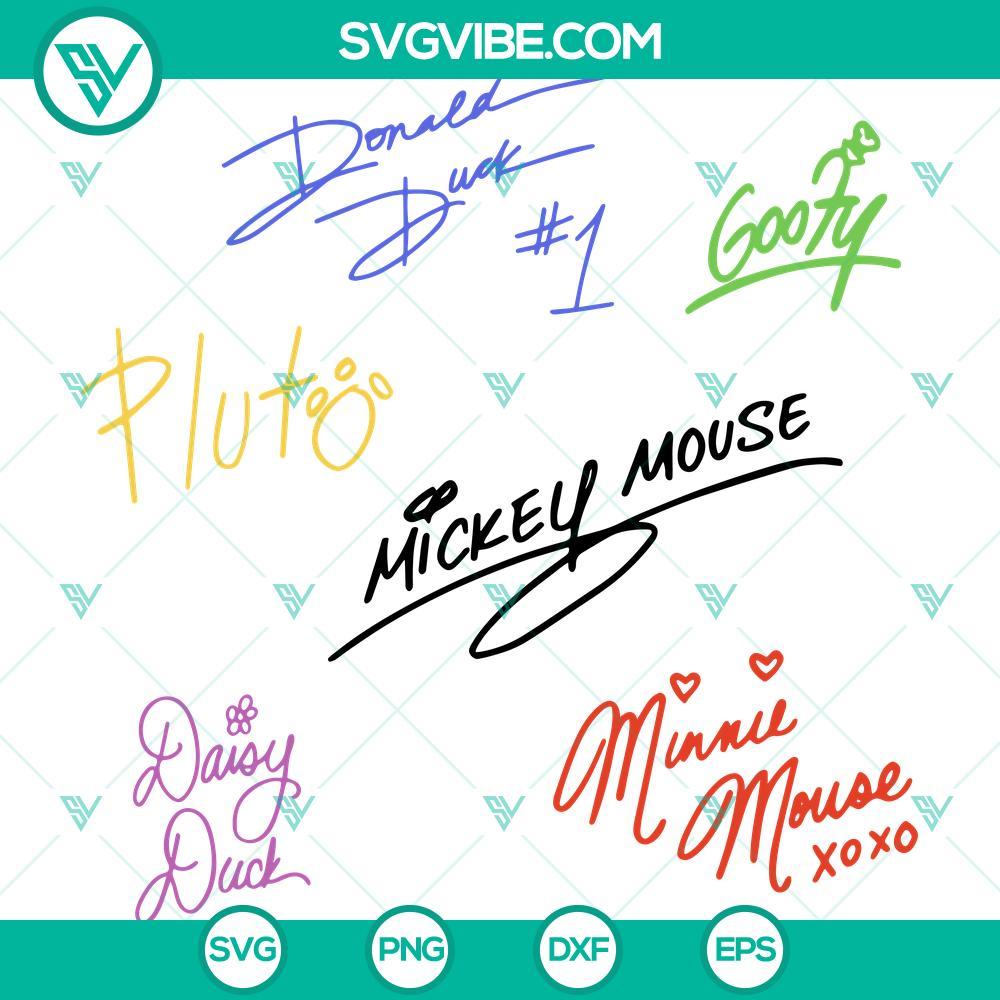 disney characters signatures svg disney mouse friends characters autograph svg mockup