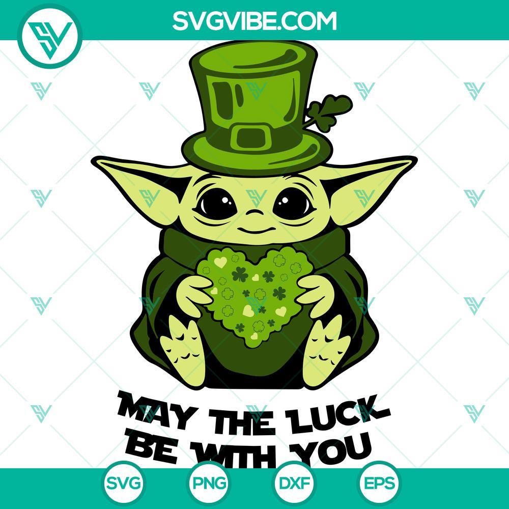 st patrick s day baby yoda svg yoda may the luck be with you svg yoda lucky leaf clover svg mockup