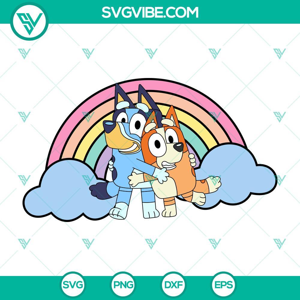 bluey and bingo rainbow svg bluey cartoon family svg mockup