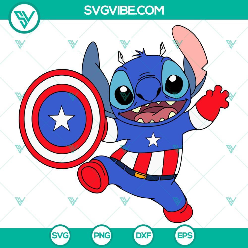 cute stitch captain america svg stitch superhero marvel svg png eps dxf file mockup