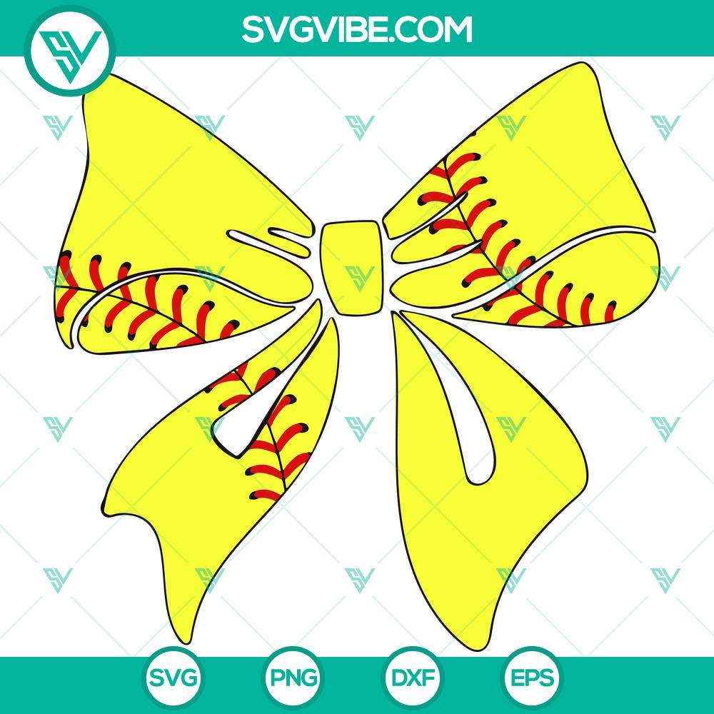 softball bow svg png dxf eps mockup