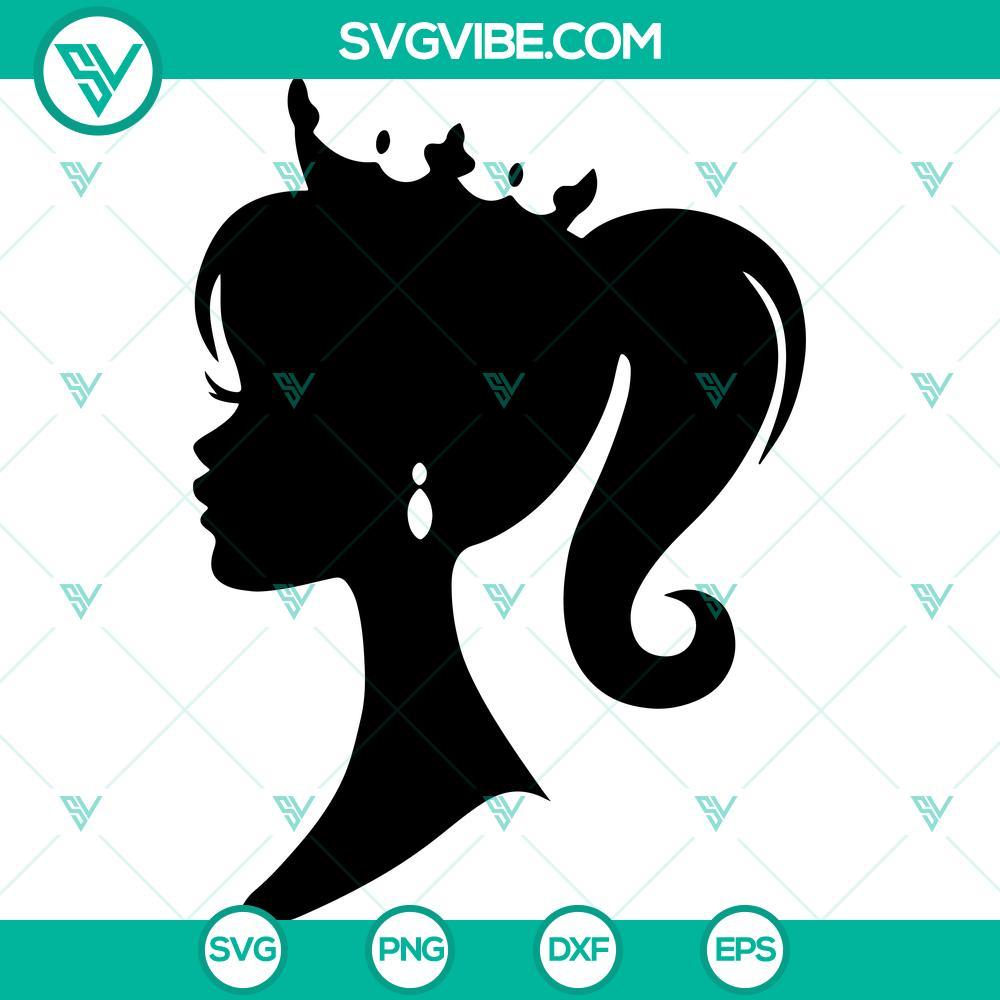 barbie silhouette crown svg barbie head svg mockup