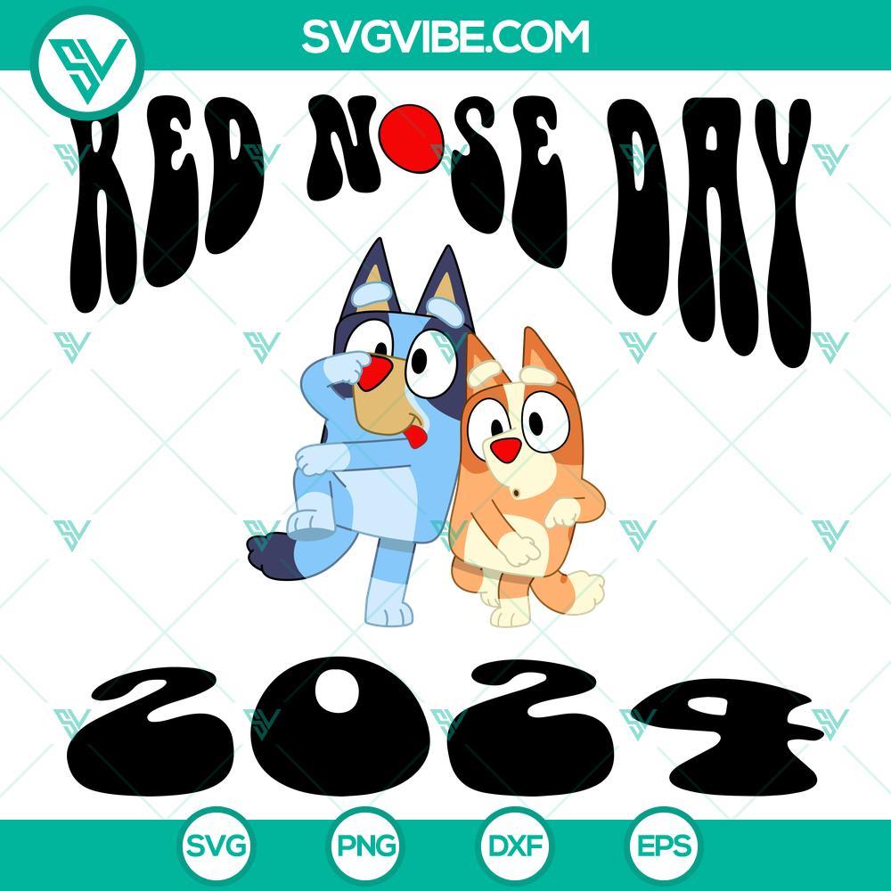 bluey and bingo red nose day 2024 svg mockup