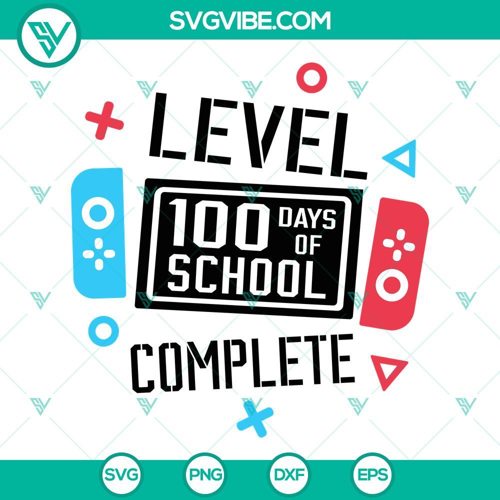 level 100 days of school complete svg happy 100 days of school svg 100 days video game svg mockup