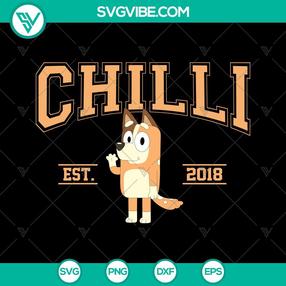 bluey chilli svg chilli heeler bluey svg bluey cartoon est 2018 svg mockup