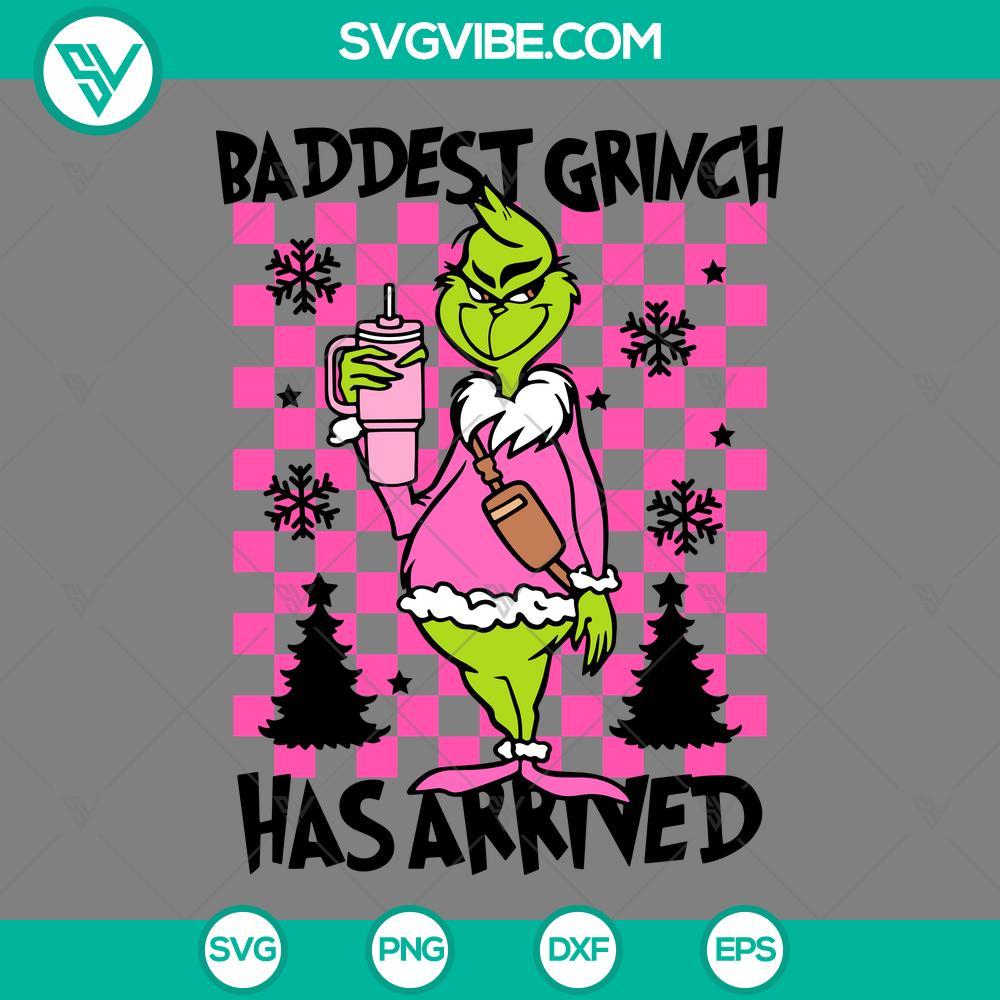 baddest grinch has arrived svg grinch stanley funny quotes svg mockup