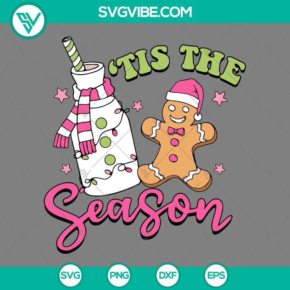 gingerbread tis the season svg gingerbread with pink santa hat svg mockup