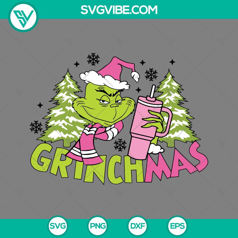 grinchmas boojee with stanley svg grinch with pink santa hat christmas svg mockup