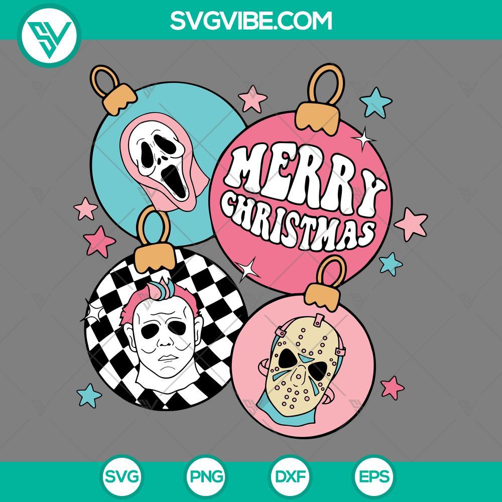 merry xmas horror character christmas ornaments svg the ghost face christmas svg mockup