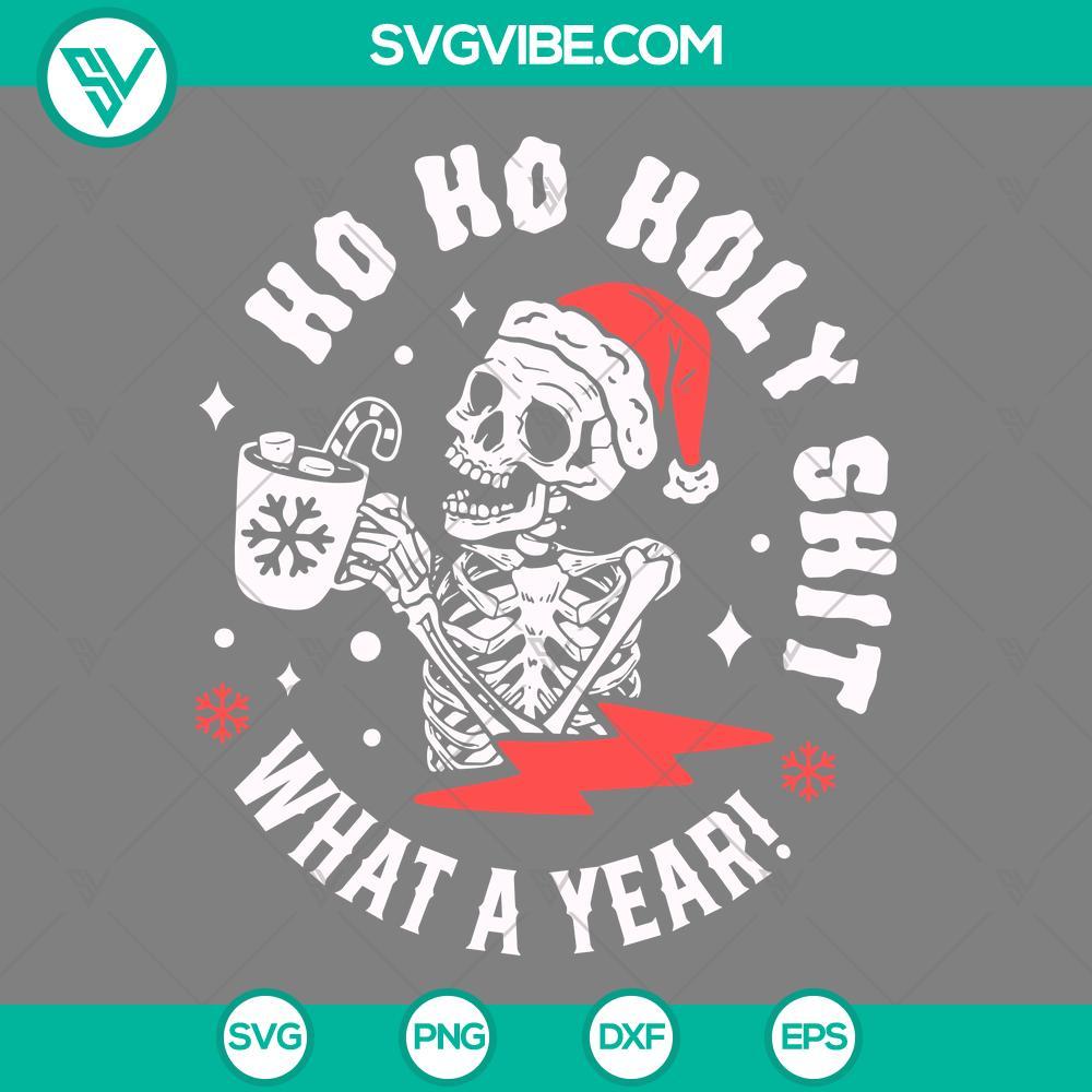 skeleton ho ho holy shit what a year svg skull coffee christmas svg mockup