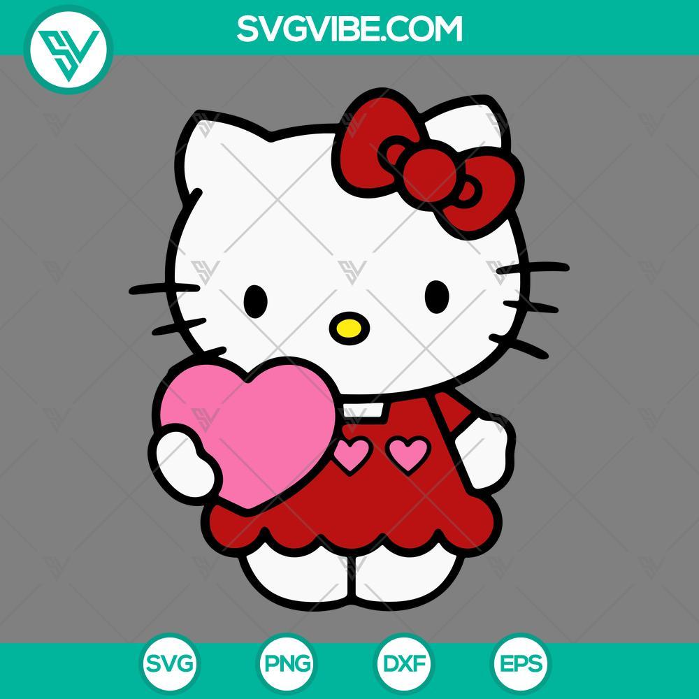 hello kitty pink heart svg hello kitty valentine svg png eps dxf file mockup