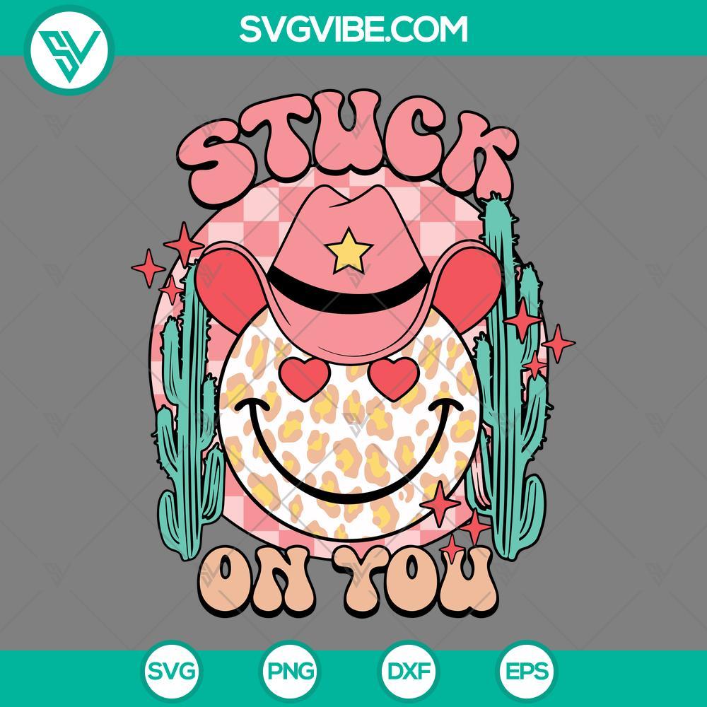 cactus stuck on you svg leopard smiley face cowboy hat svg western valentine svg mockup