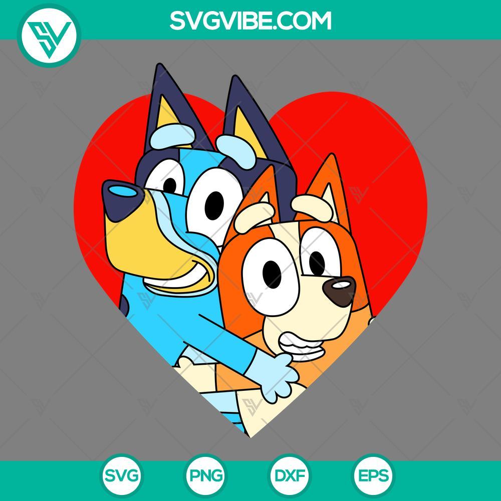 bluey and bingo hugging heart svg bluey valentine svg bluey and bingo love svg mockup