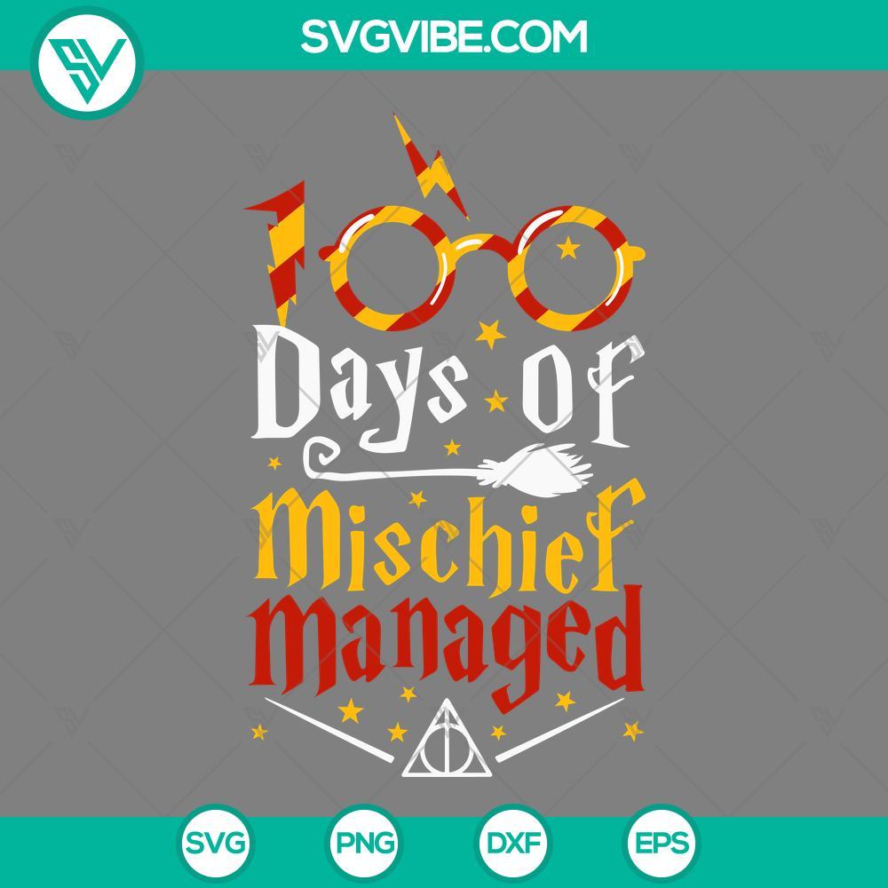 100 days of school mischief managed svg harry potter 100th day of school svg png eps dxf file mockup