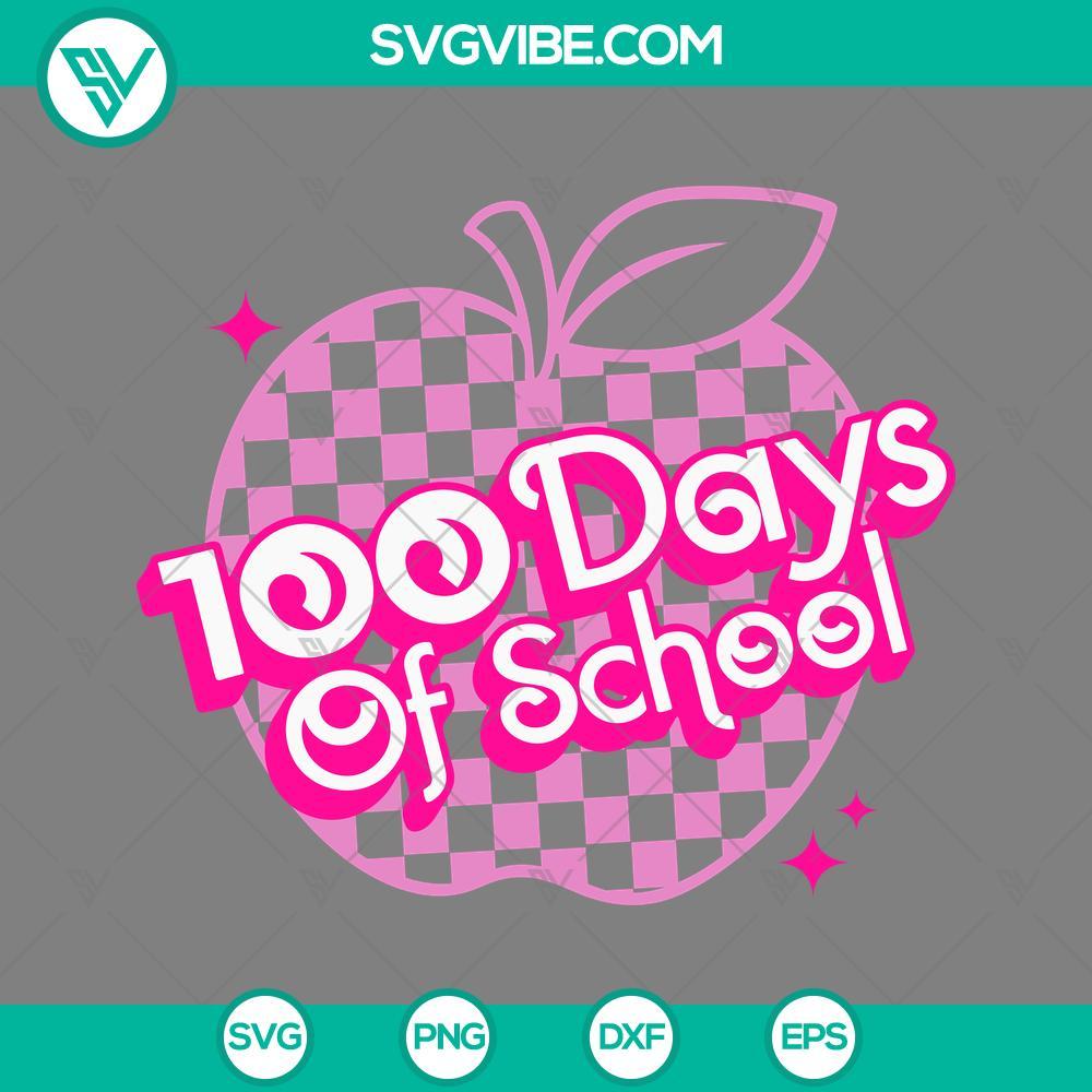 barbie 100th day of school svg apple 100 days of school svg png eps dxf file mockup