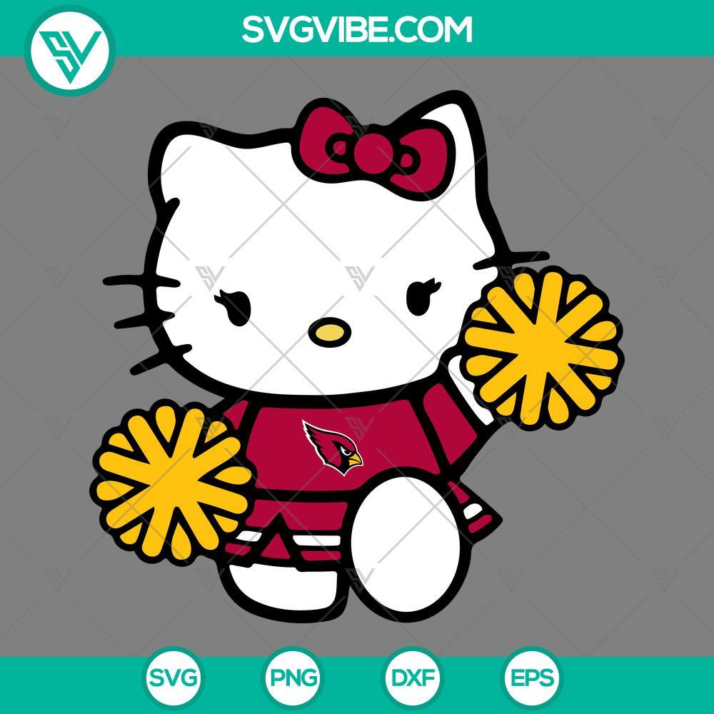 arizona cardinals hello kitty cheerleader svg png dxf eps cut files mockup