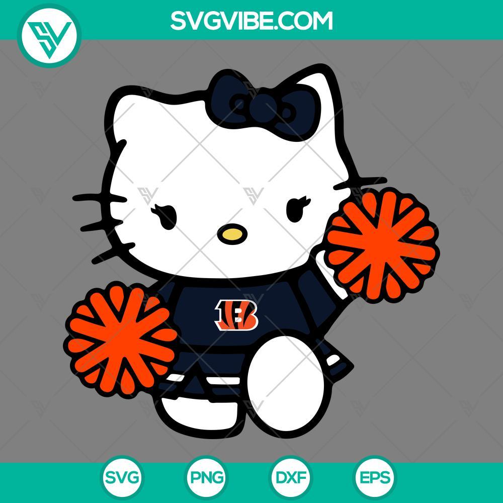 cincinnati bengals hello kitty cheerleader svg png dxf eps cut files mockup