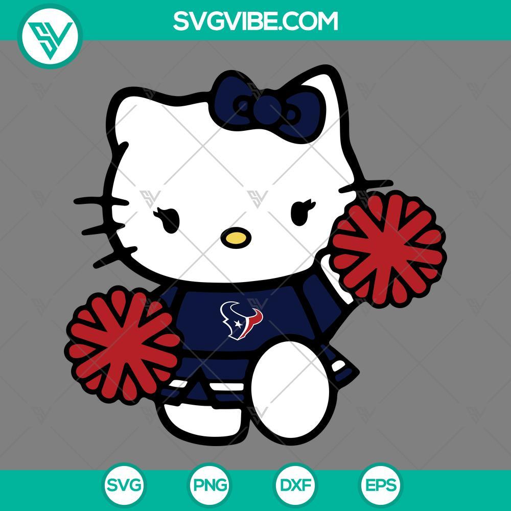 houston texans hello kitty cheerleader svg png dxf eps cut files mockup