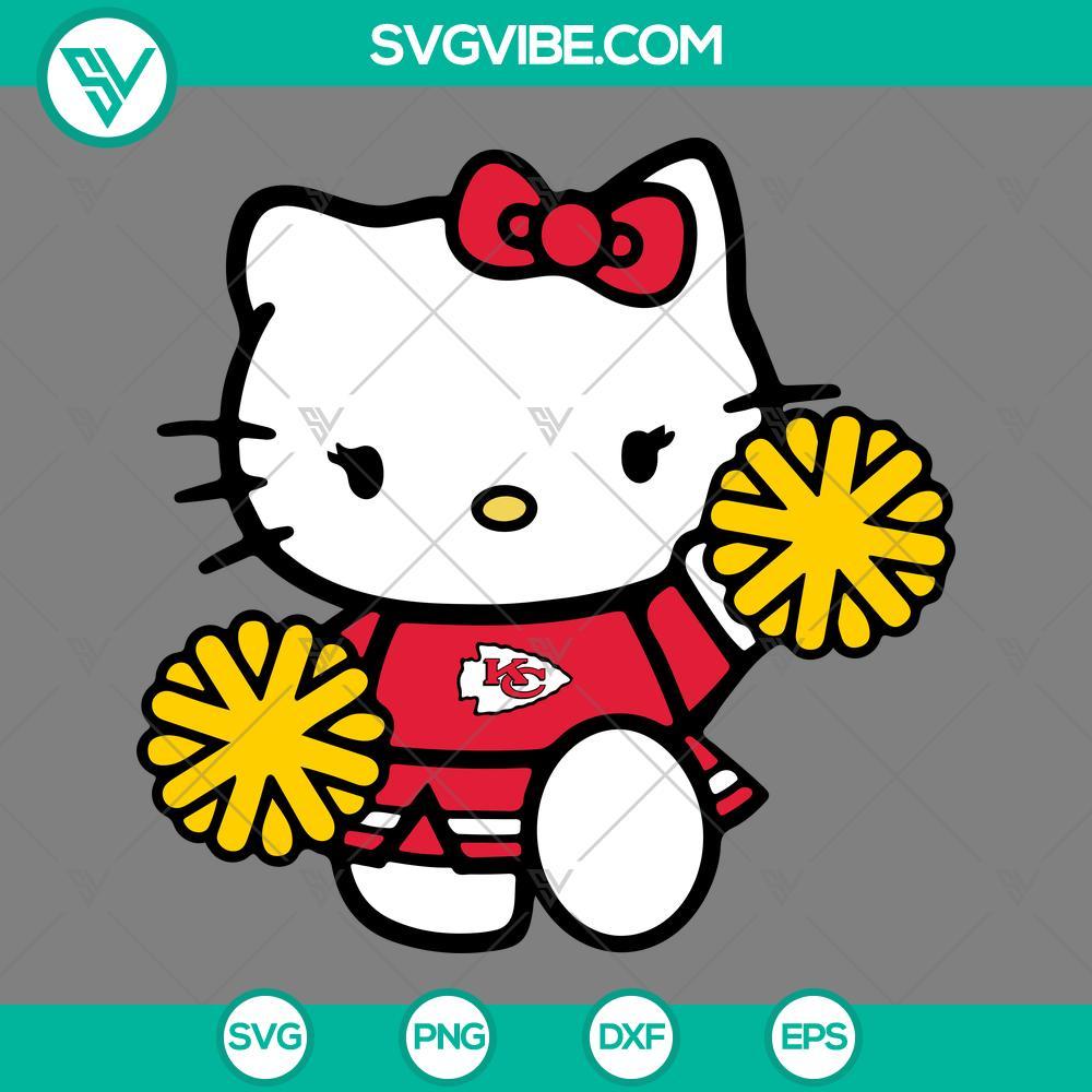 kansas city chiefs hello kitty cheerleader svg png dxf eps cut files mockup