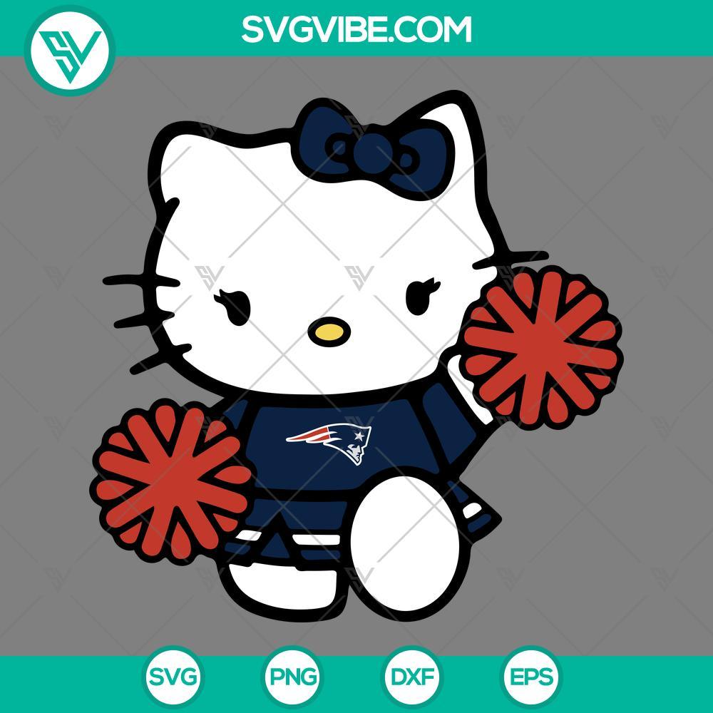 new england patriots hello kitty cheerleader svg png dxf eps cut files mockup