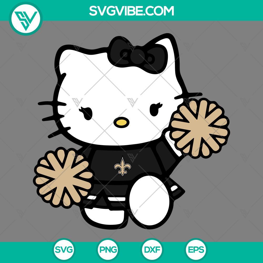 new orleans saints hello kitty cheerleader svg png dxf eps cut files mockup