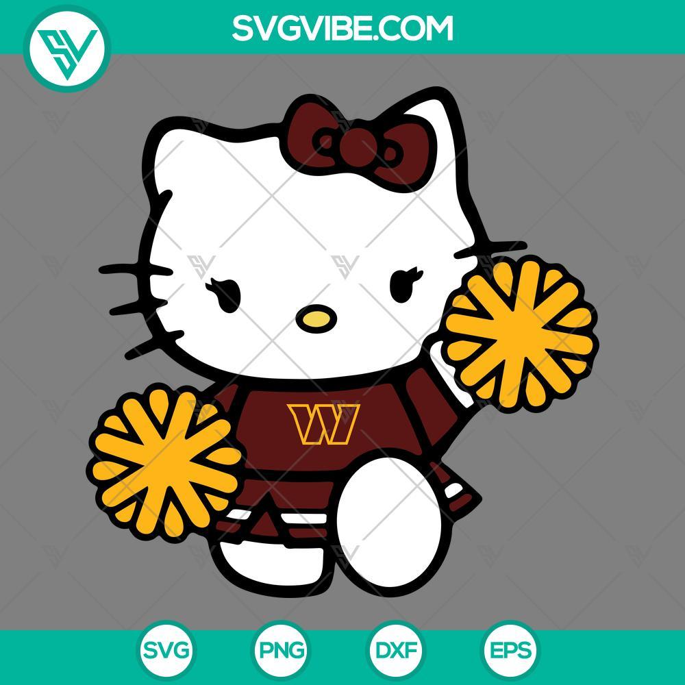 washington commanders hello kitty cheerleader svg png dxf eps cut files mockup