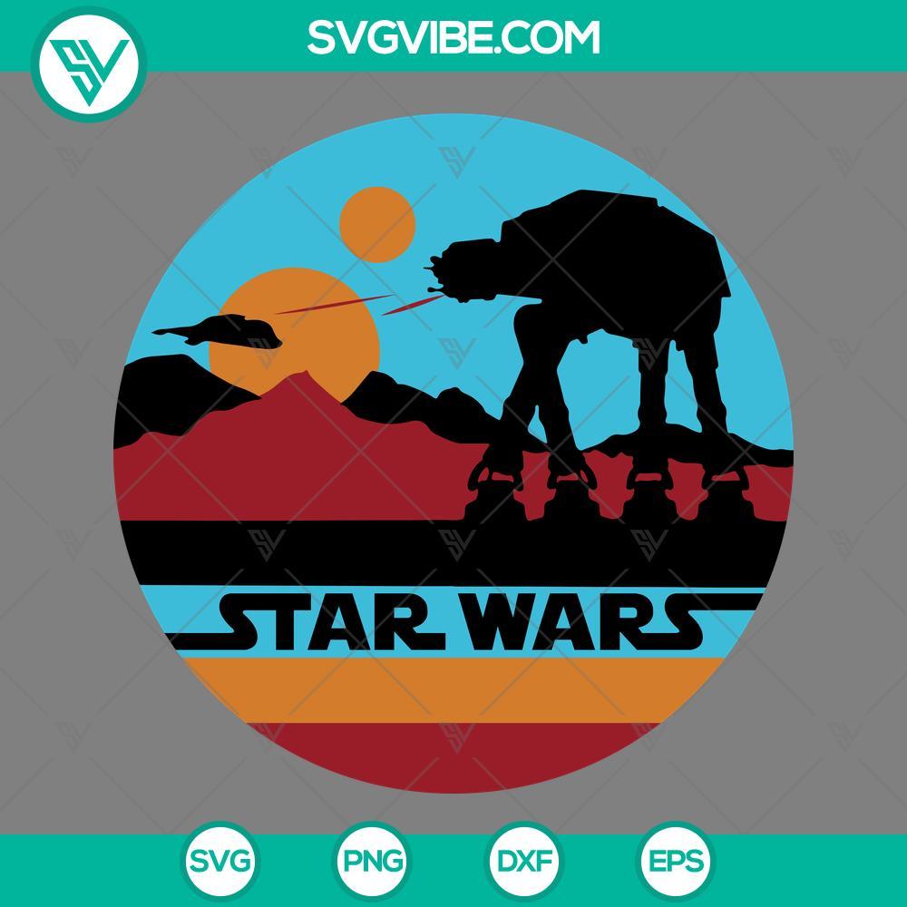 at at walker star wars retro sunset svg png eps dxf file mockup