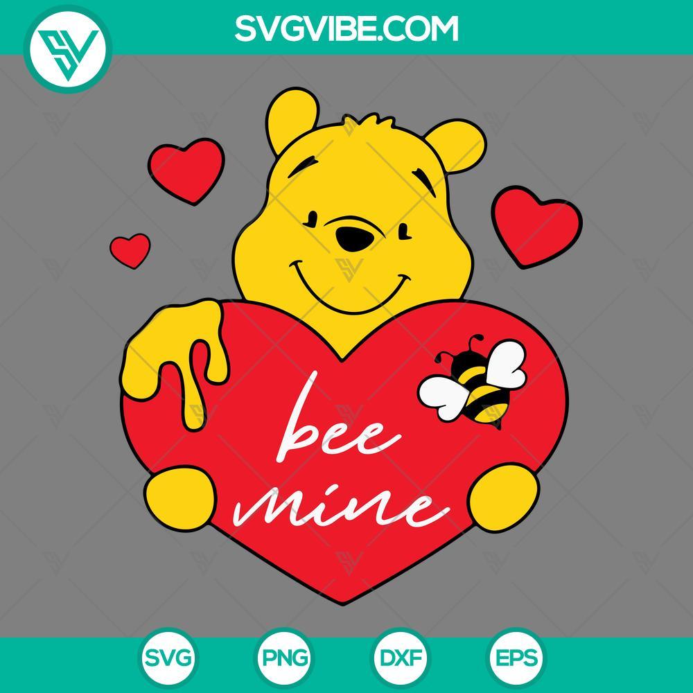 pooh heart bee mine svg winnie the pooh valentines svg png eps dxf file mockup