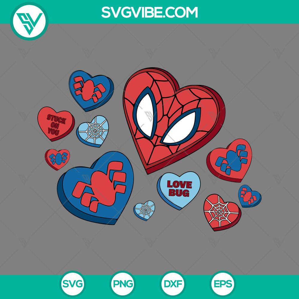 spider man heart candy valentine svg png eps dxf file mockup