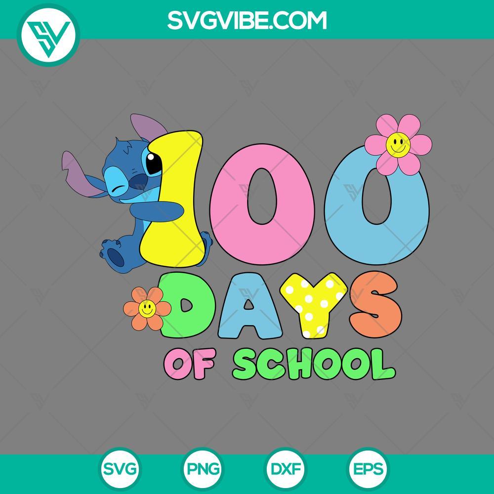 stitch 100 days of school svg png files mockup