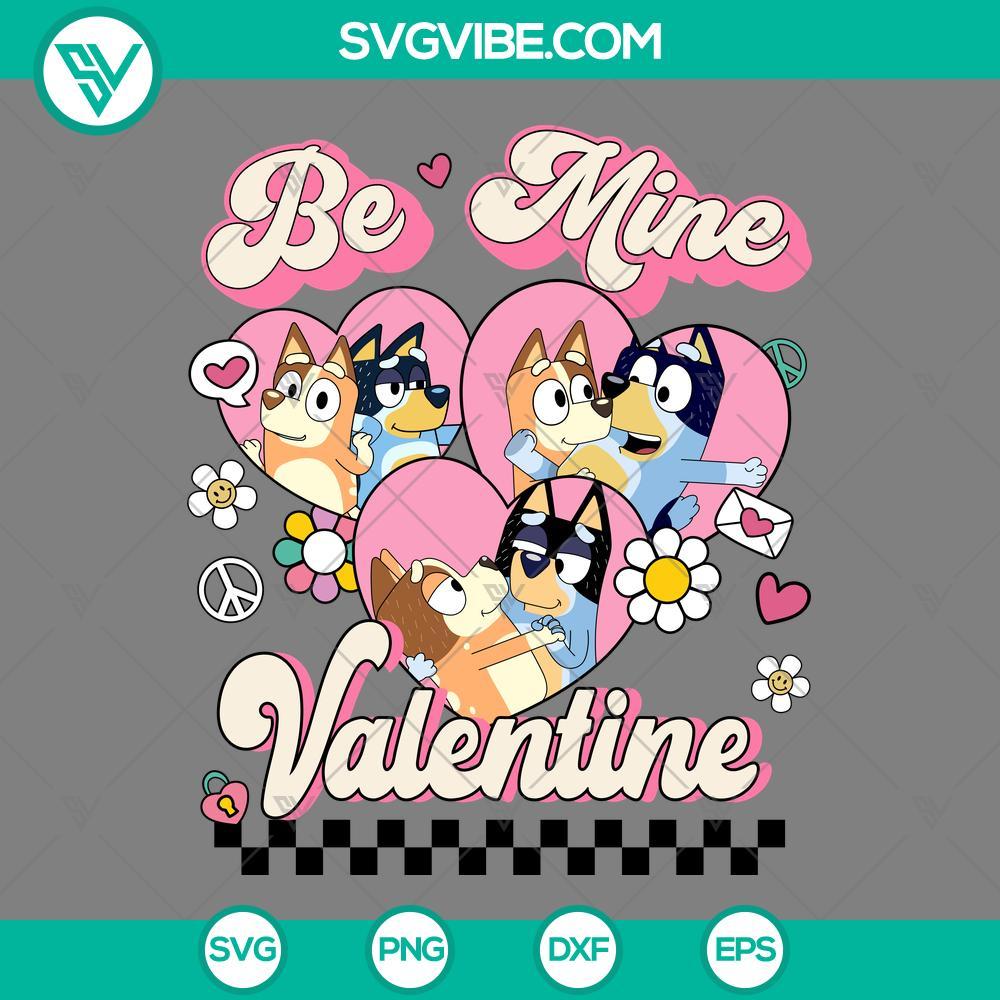 bluey be mine valentine svg bandit and chilli svg bluey valentines day svg bluey and bingo couple svg mockup