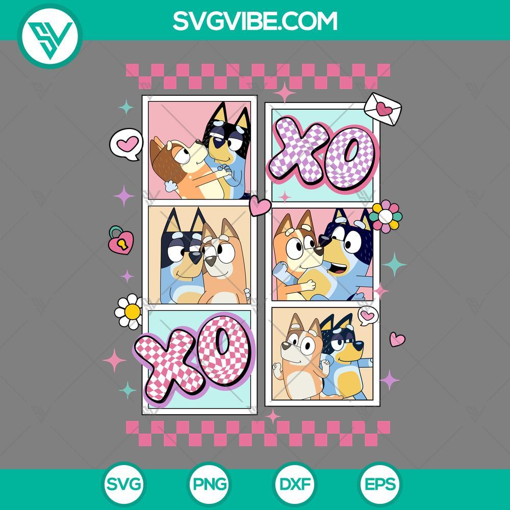 bluey xoxo valentine svg bluey and bingo svg bandit and chilli svg bluey valentines day svg valentines couple svg mockup