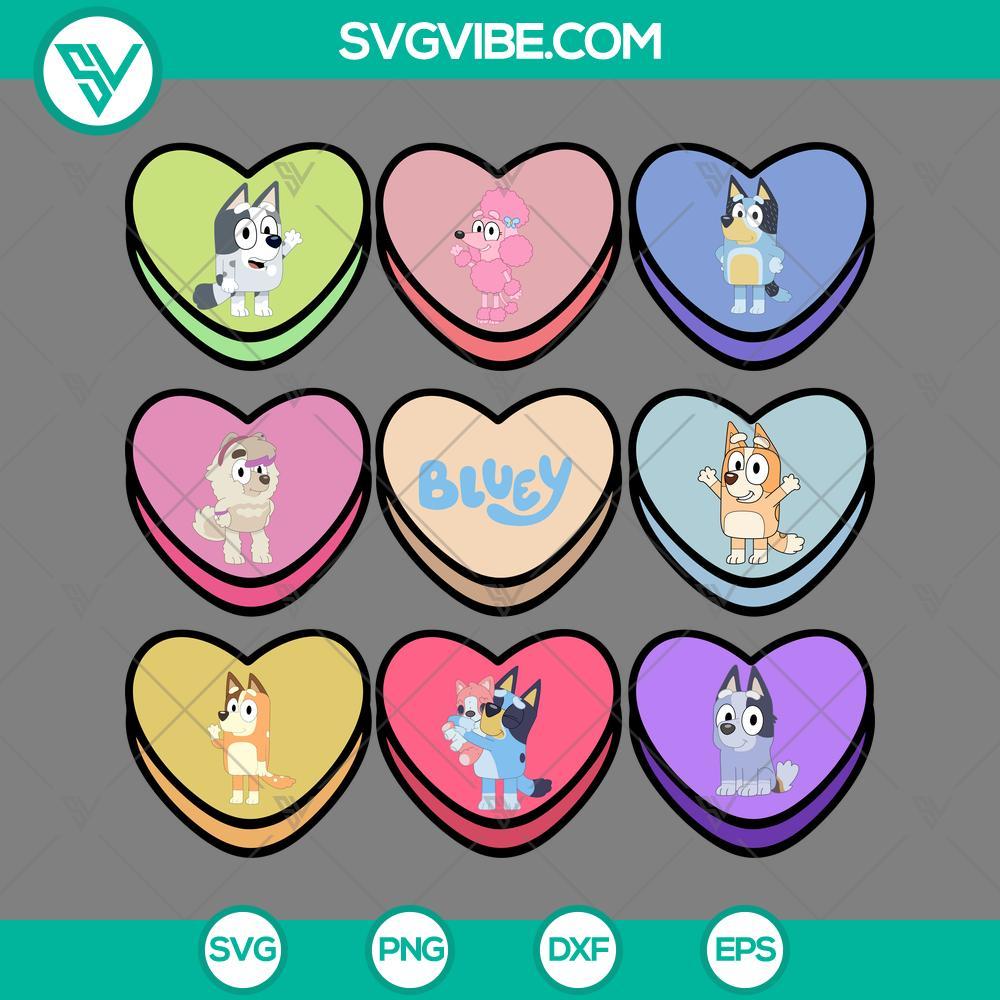 bluey conversation hearts svg bluey valentine svg bluey family and friends svg bluey characters svg mockup