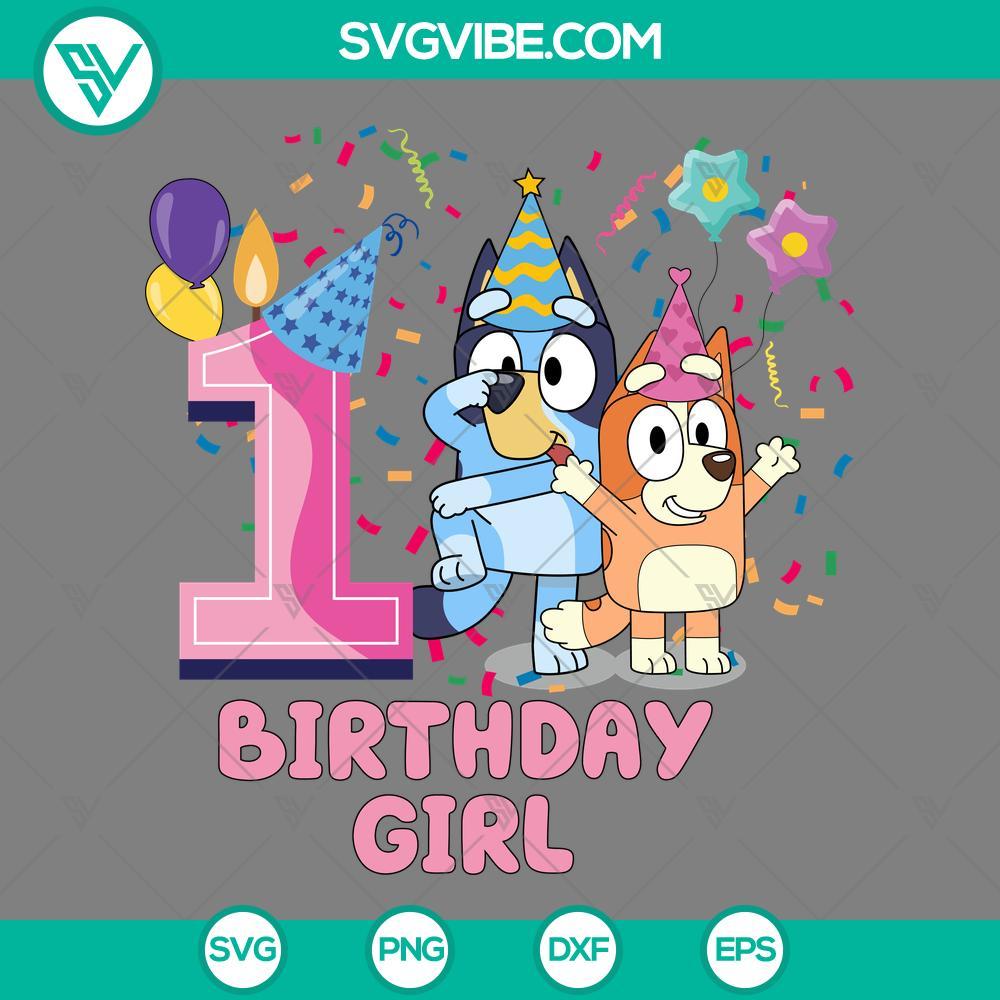 bluey 1st birthday girl svg bluey and bingo birthday svg png dxf eps mockup