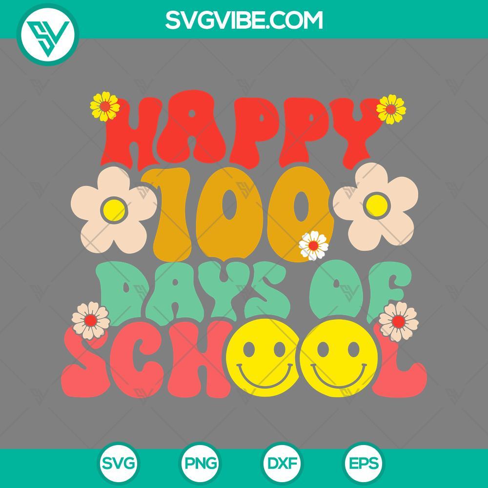 happy 100 days of school sile face svg png dxf eps mockup