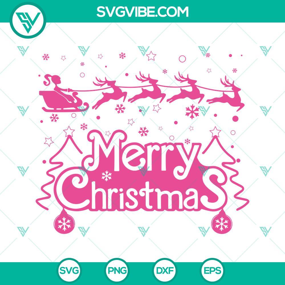 barbie on sleigh svg barbie merry christmas svg png dxf eps cut files mockup