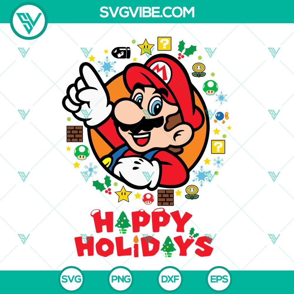 super mario happy holidays svg super mario christmas svg eps png dxf files mockup