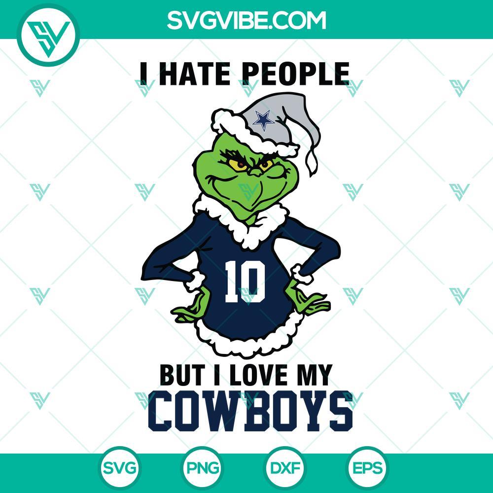 grinch dallas cowboys svg i hate people but i love my dallas cowboys football svg png dxf eps cut files mockup