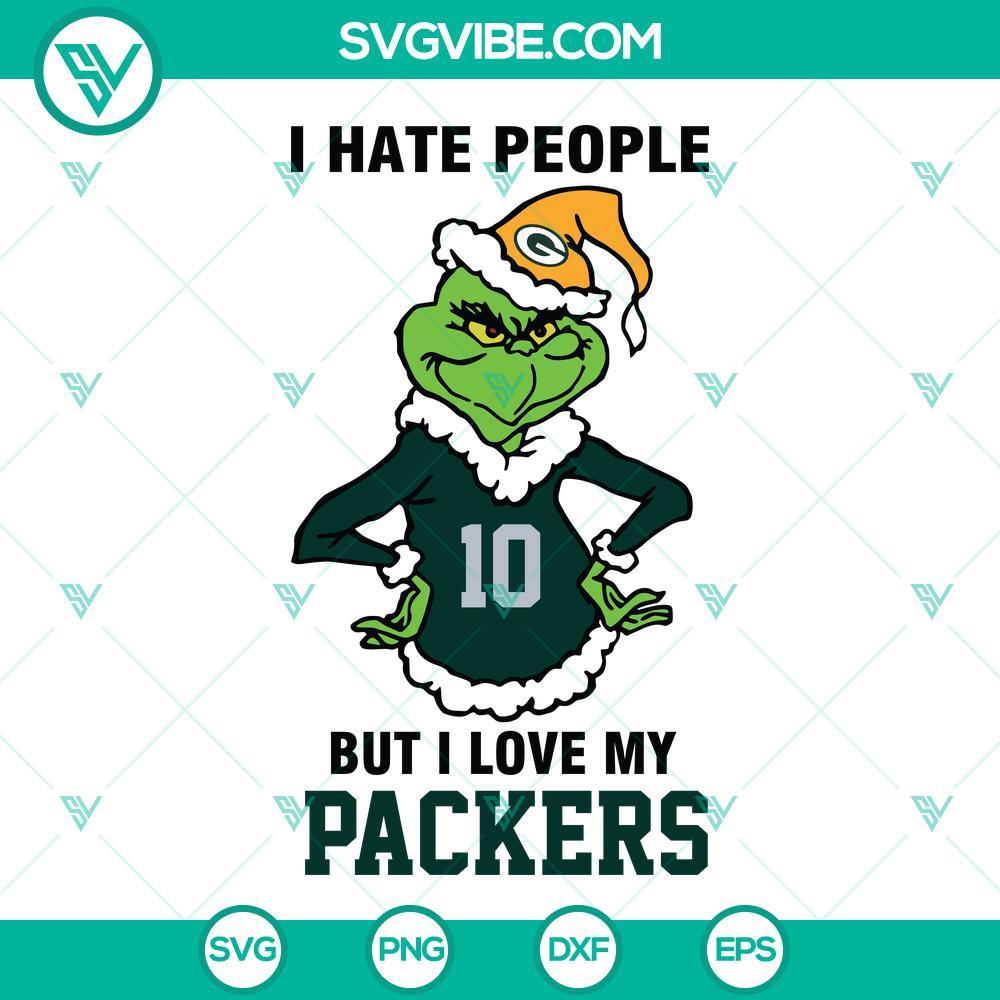 grinch green bay packers christmas svg i hate people but i love my packers football svg png dxf eps cut files mockup