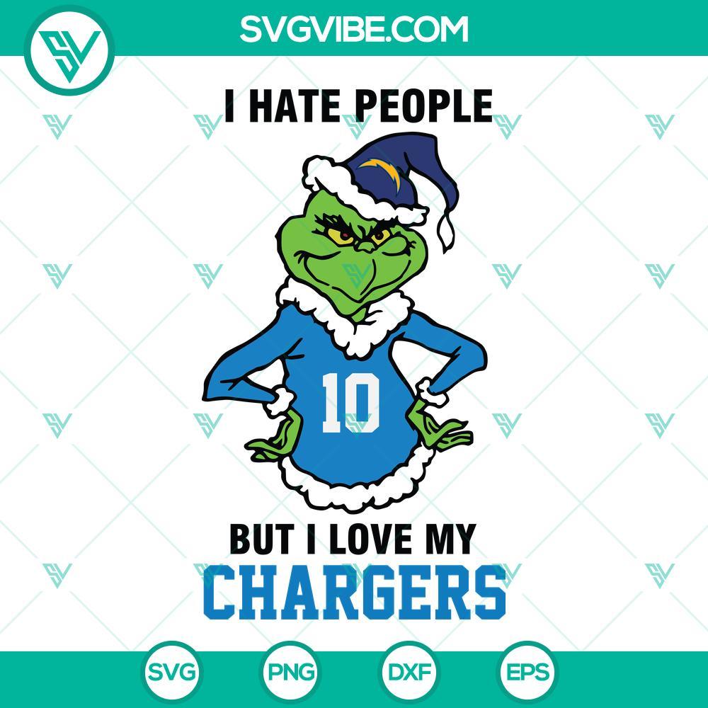 grinch i hate people but i love my los angeles chargers football svg png dxf eps cut files mockup