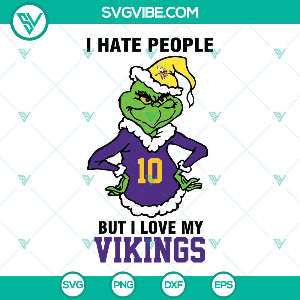 grinch i hate people but i love my minnesota vikings football svg png dxf eps cut files mockup