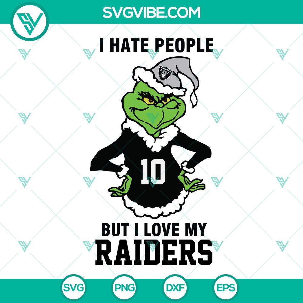 grinch las vegas raiders christmas svg i hate people but i love my raiders football svg png dxf eps cut files mockup