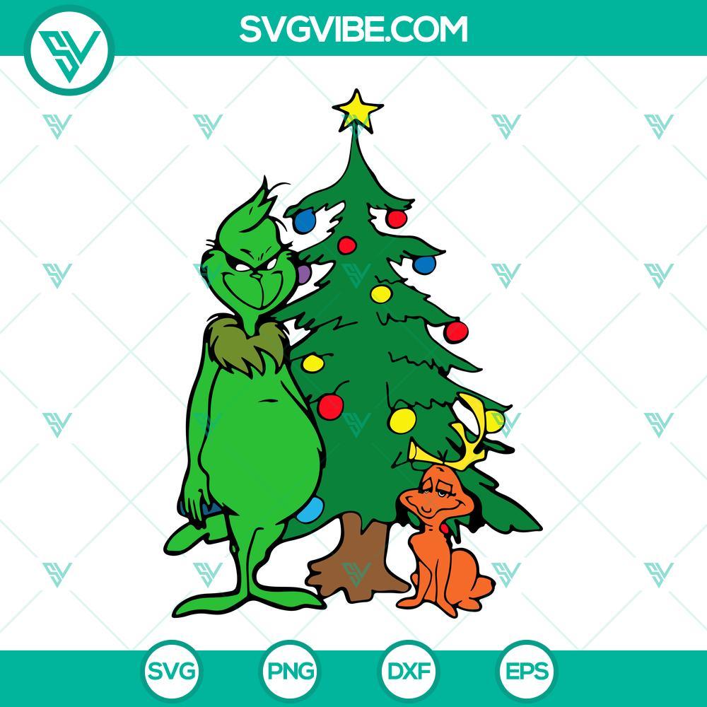 grinch and max dog svg grinch christmas tree svg png files mockup