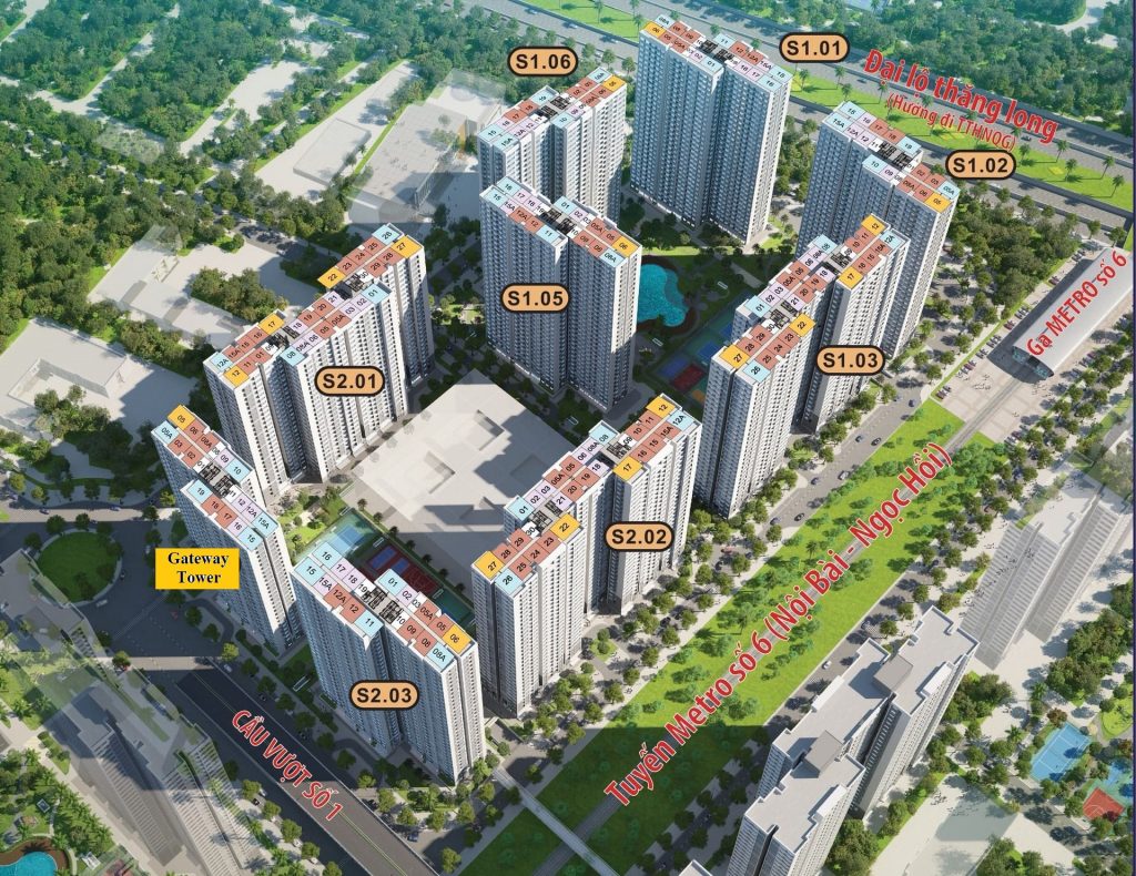 Vị trí toà căn hộ S2.05 Vinhomes Smart City (Gateway Tower)