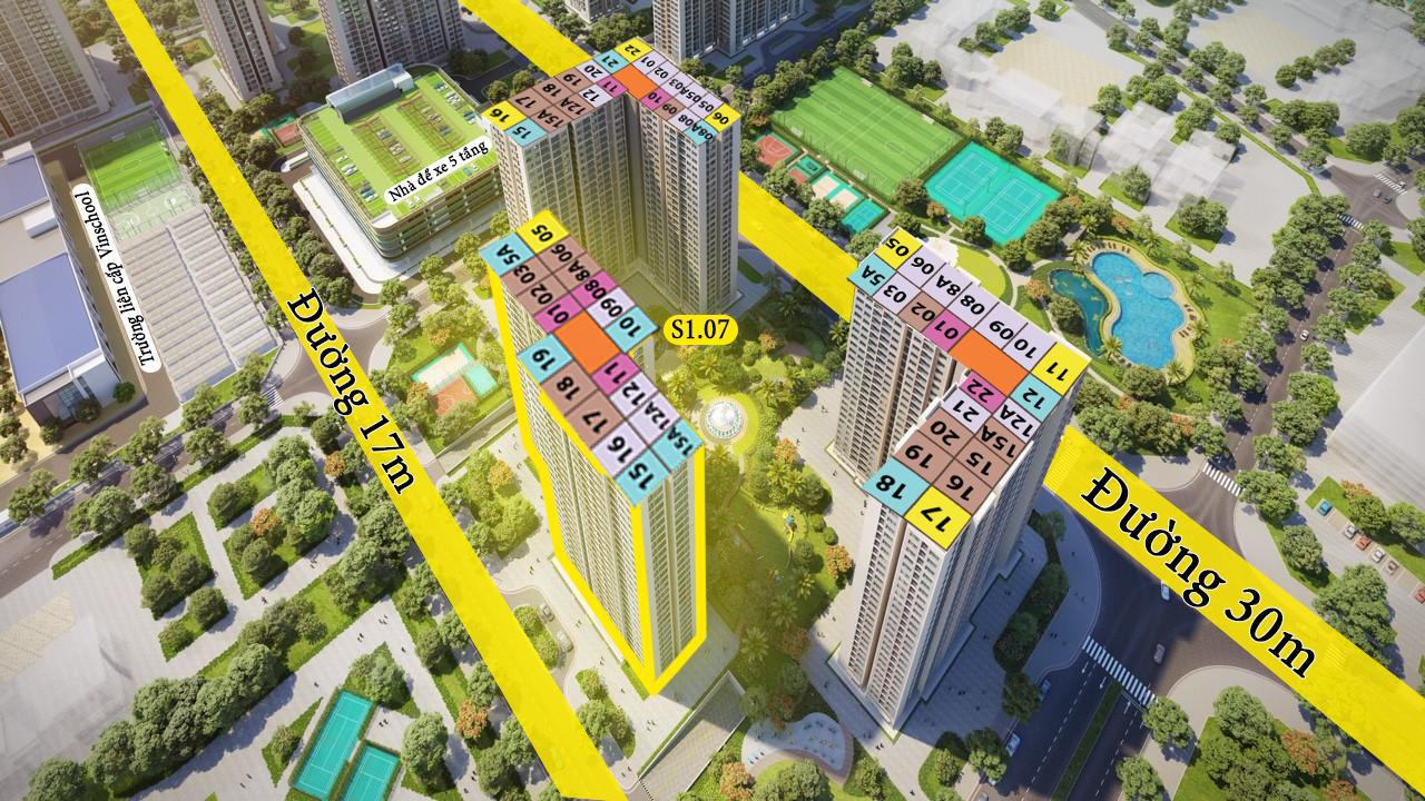 Vị trí căn hộ S1.07 Vinhomes Ocean Park