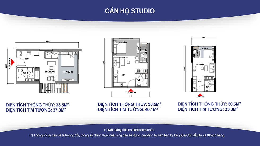 Mặt bằng căn hộ studio Vinhomes Smart City 30-36m2