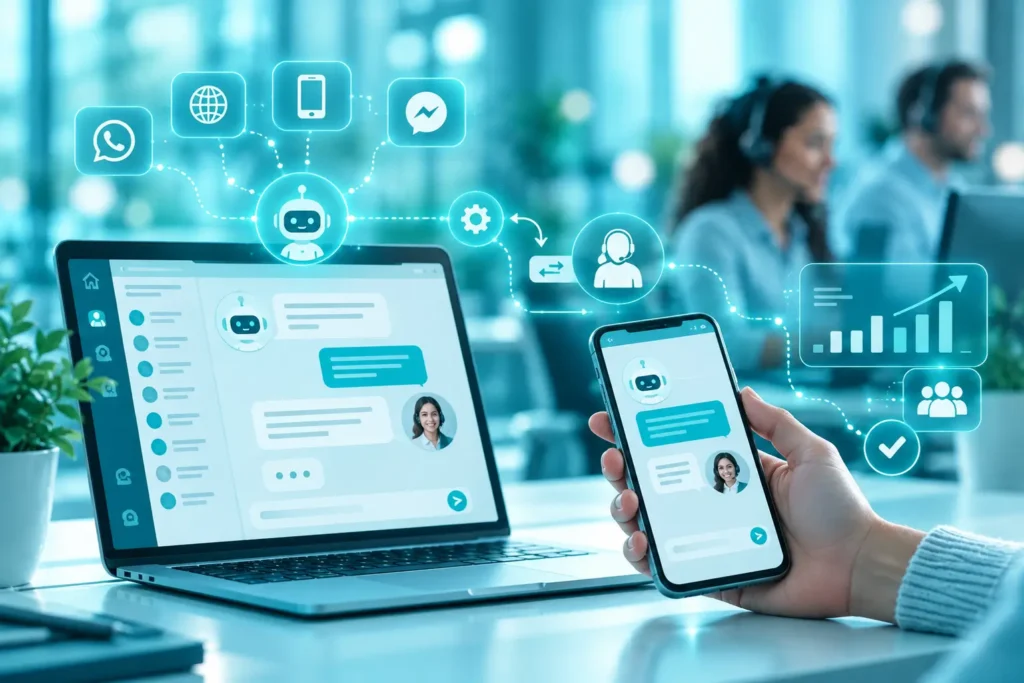 Chatbot para atendimento ao cliente integrado a WhatsApp, site e atendimento humano