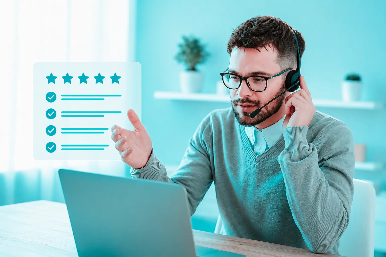 Profissional analisando indicadores e avaliações para estruturar uma estratégia de experiência do cliente baseada na jornada e em métricas de desempenho.